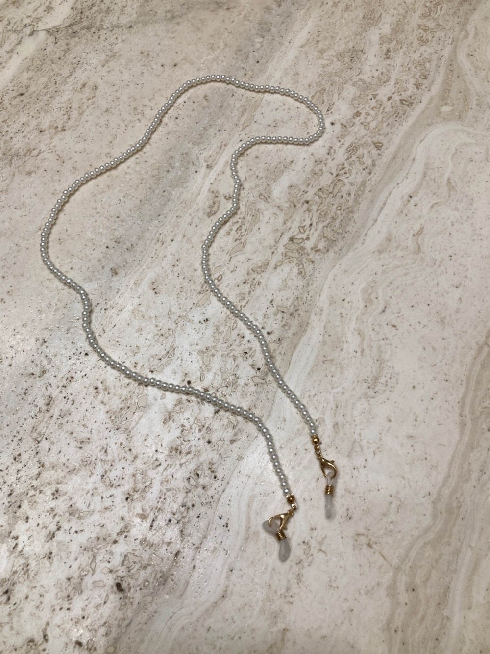White Beaded eyeglasses chain necklace holder